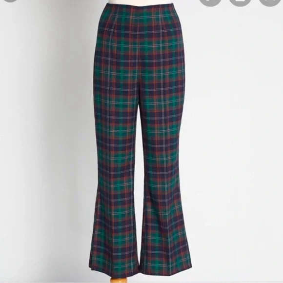 NWT Collectif Eleanor Rustic Check Trousers - UK 16/XL/US 12 - Picture 2 of 5